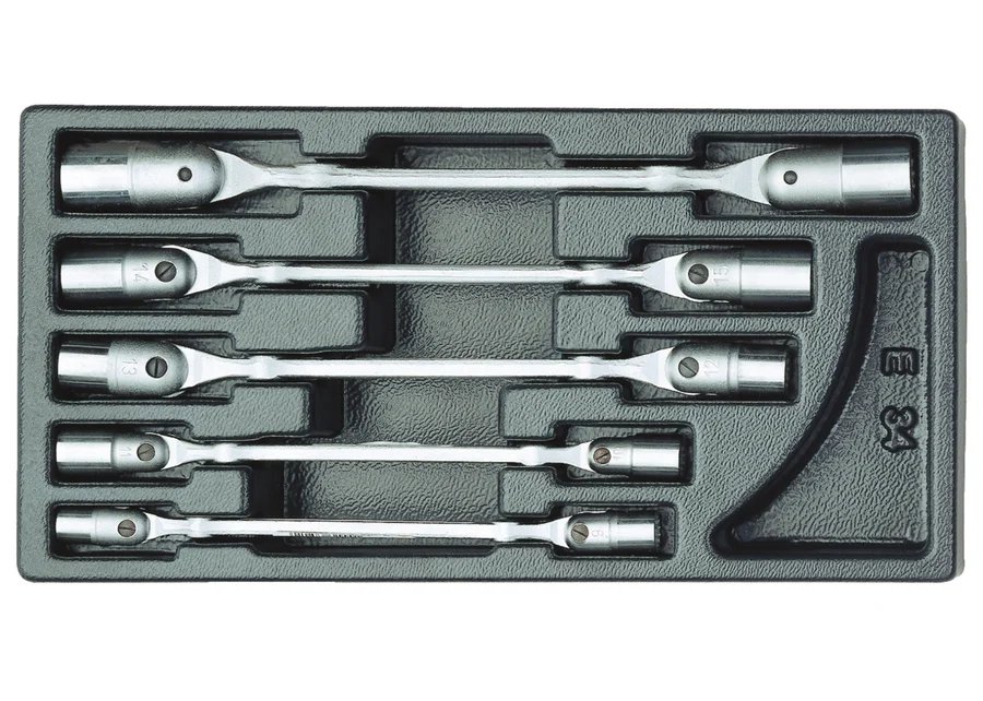 GEDORE 1500 ES-34 Double jointed wrench set in 1/3 ES module