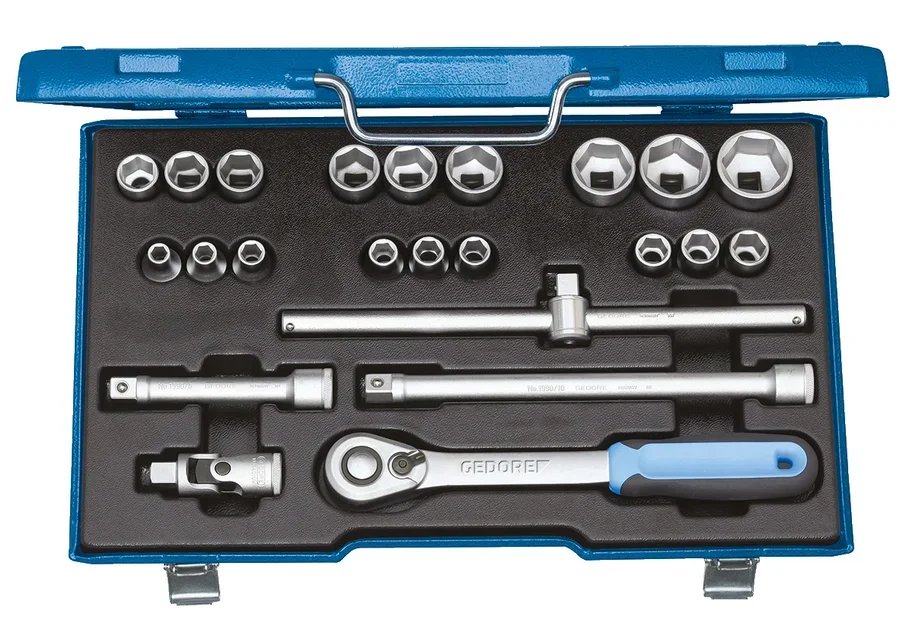 GEDORE 19 EMU-20 Socket wrench set 1/2", 23 pieces, hexagonal, 8-32 mm