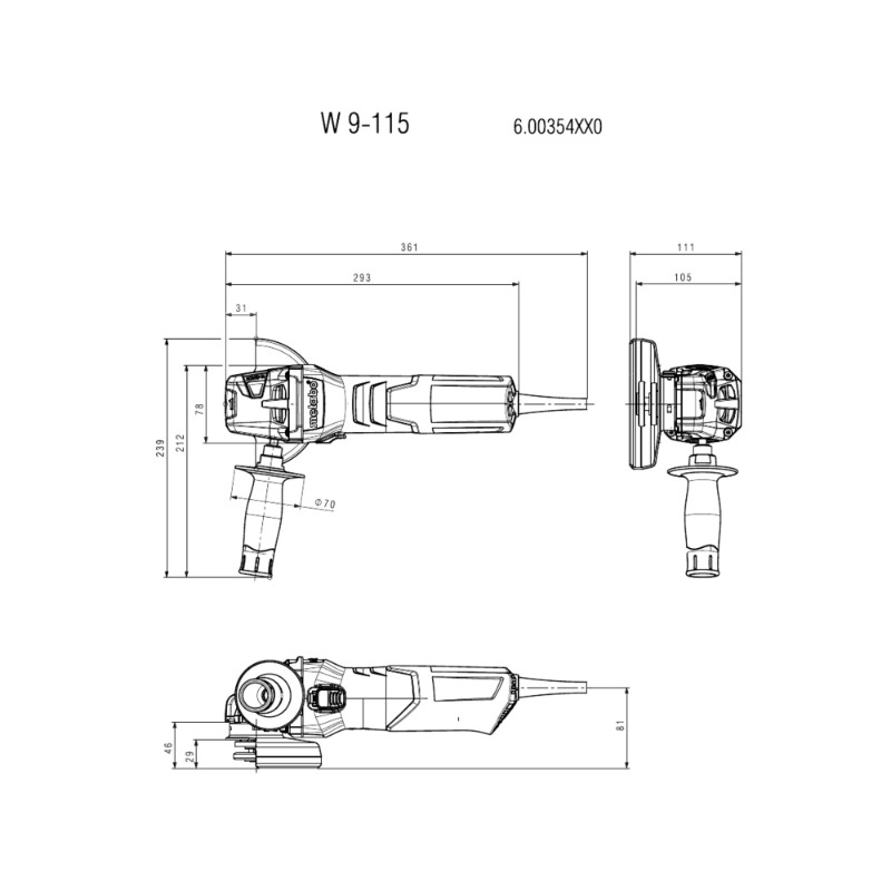 Metabo W 9-115 Angle Grinder - photo 3