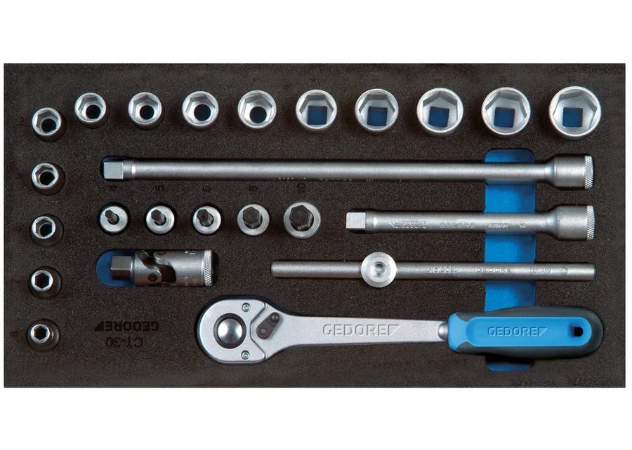 GEDORE 1500 CT1-30 Socket Set 3/8" in 1/3 Check Tool Module