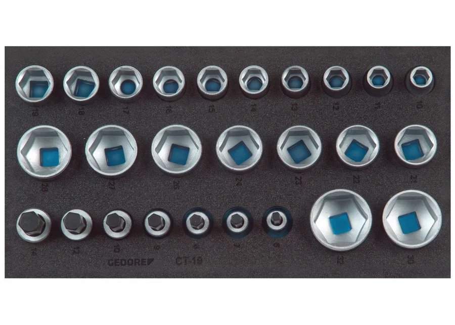 GEDORE 1500 CT1-19 Socket set 1/2", hexagon, in 1/3 Check-Tool-Module