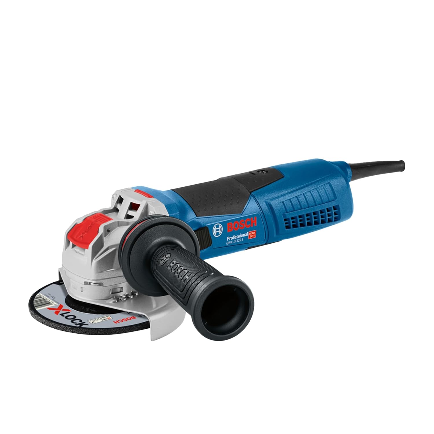 Bosch GWX 17-125 S Heavy Duty Angle Grinder, X-LOCK,1700 W Motor, 125 mm, 11500 rpm, Kickback Control, Vibration Control, Restart Control, 2.5 Kg + Protective Guard