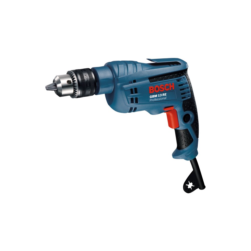 Bosch GBM 13 RE Heavy Duty Corded Electric Rotary Drill, 600W, 13 mm, 20 Nm, 1.7 kg, Speed Selection, Forward/Reverse Rotation, Soft Grip, For Wood & Metal + Handle, Depth Gauge, 1 Year Warranty