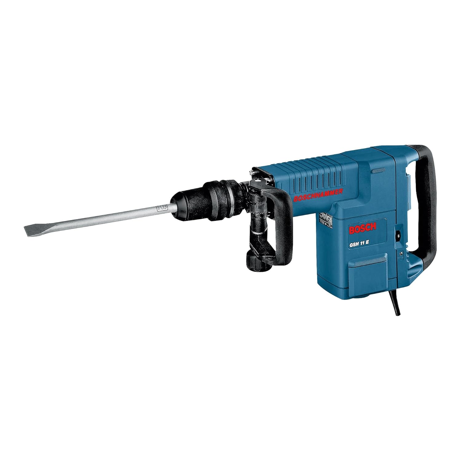 Bosch GSH 11 E Heavy Duty Electric Demolition Hammer with SDS Max, 1,500W, 16.8 J, 10.1 kg, Speed Selection, Vario Lock + SDS Max RTec Sharp Flat & Pointed Chisel, Handle & Case, 1 Year Warranty