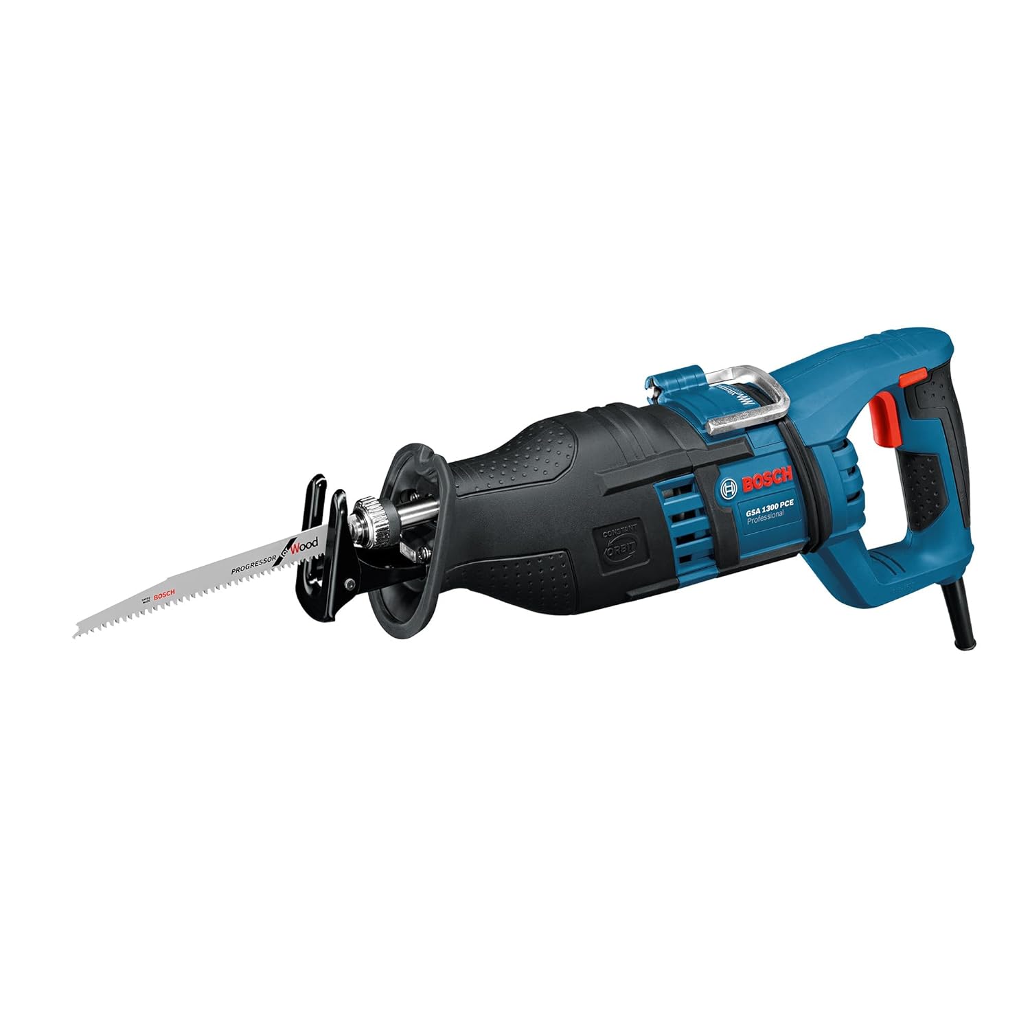 Bosch GSA 1300 PCE Heavy Duty Electric Reciprocating Saw, 1,300W, 2,900 spm, 28 mm, 4.1 kg, Pendulum Stroke, Low Vibration, Variable Speed + Bosch Saw Blade (1 x Metal, 1 x Wood), 1 Year Warranty