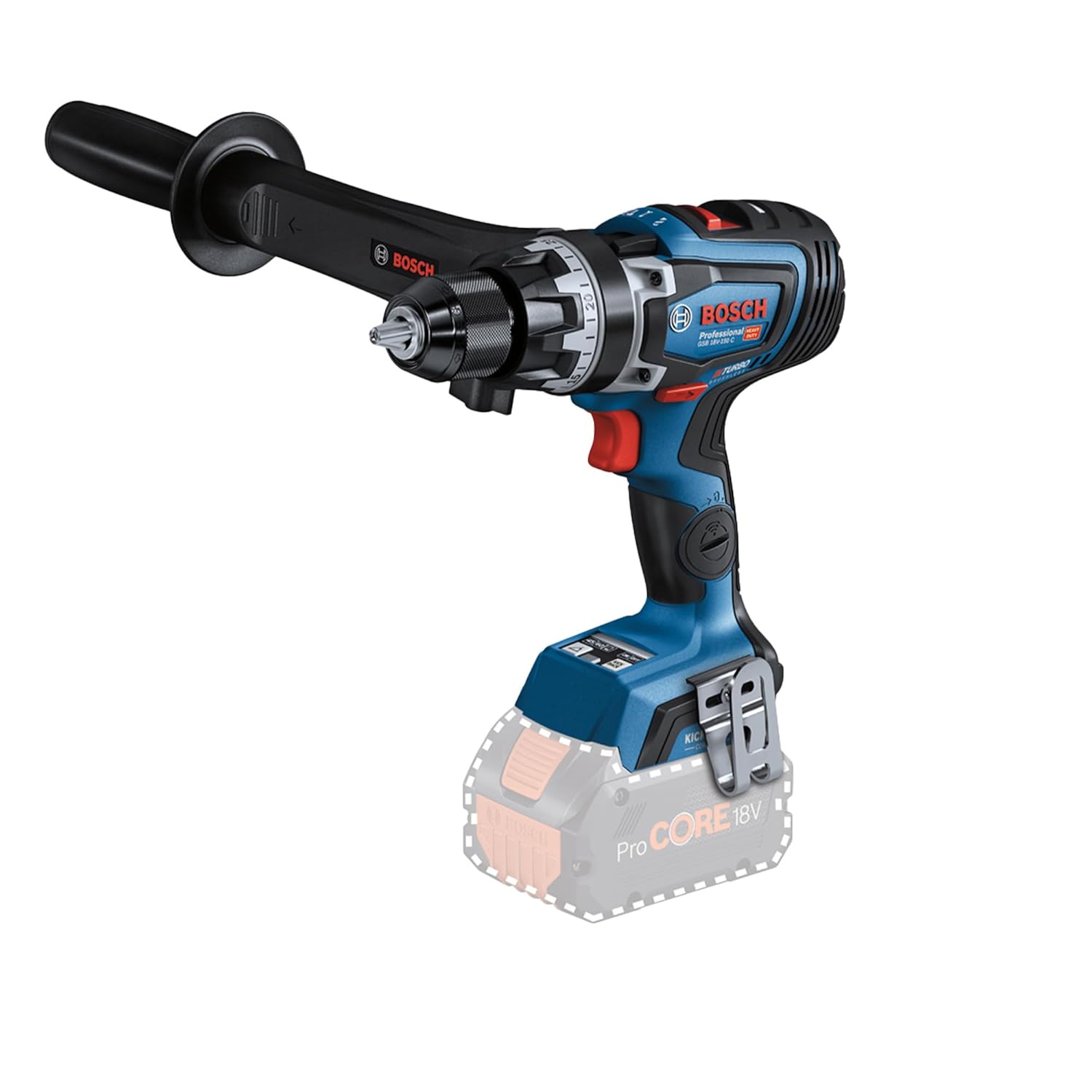 Bosch GSB 18V-150 C Heavy Duty BITURBO Cordless Impact Drill, Brushless Motor, 150 Nm, 13 mm, Metal Gearbox,Kickback Control, 2,200 rpm, 2.2 Kg + L-Boxx (18V Battery and Charger sold seperately)