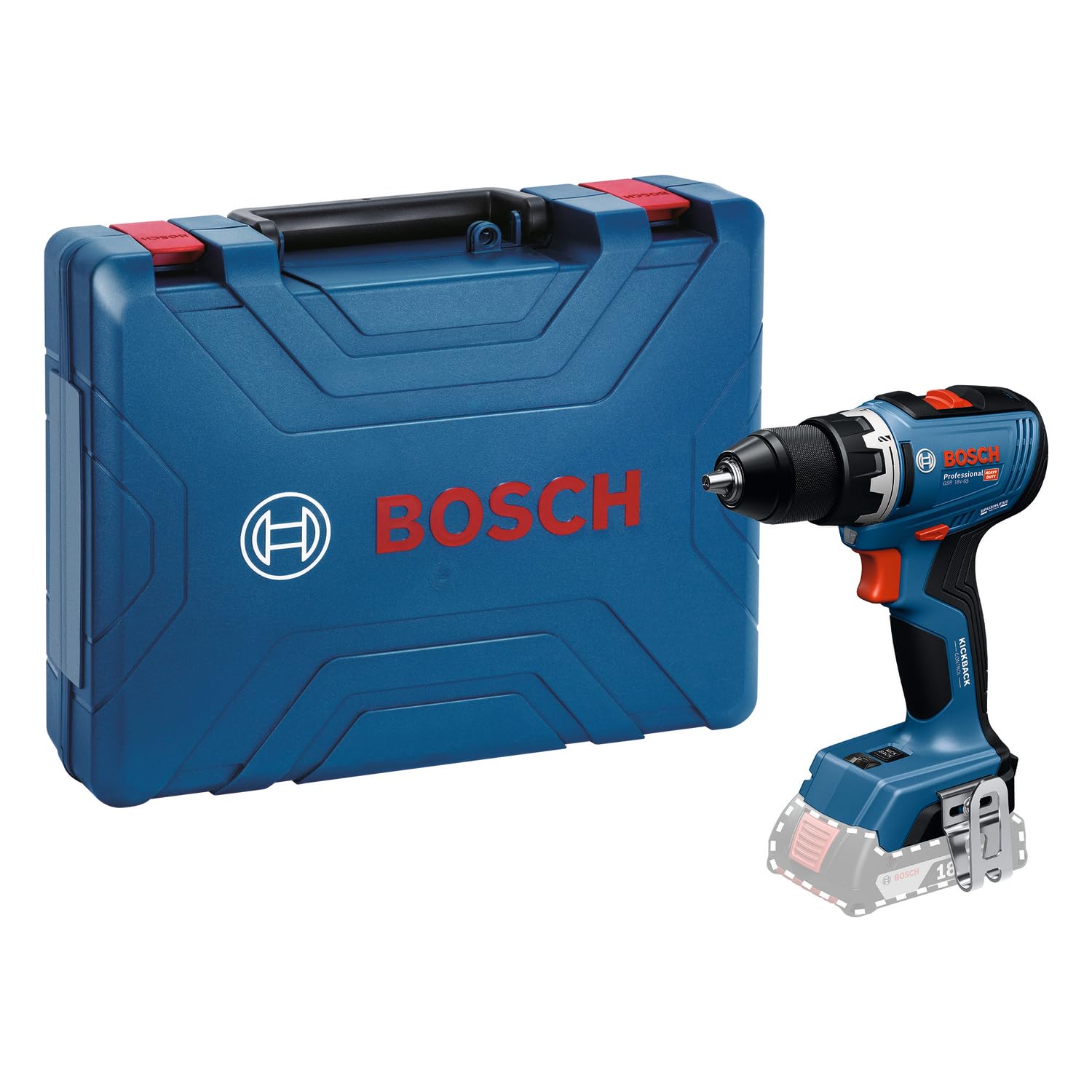 BOSCH GSR 18V-65 Professional Cordless Drill Driver (Solo) | 18V Brushless Motor | 13mm Keyless Chuck | High Torque | Compact Design | L-Case Included | Without Battery or Charger |1Yr BOSCH Warranty