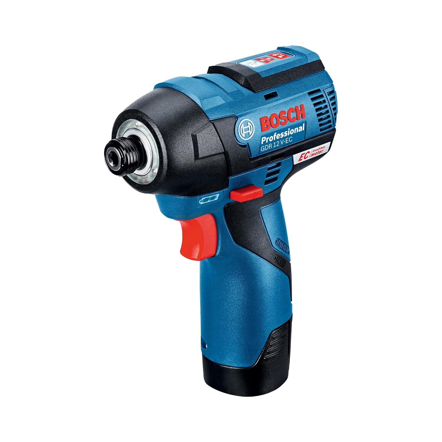BOSCH Professional GDR12 V-EC Cordless Impact Driver, 0-3100 bpm, Heavy Duty Cordless Impact Driver, Brushless Motor, Speed Selection, 110 Nm, (M4 – M12) + 2 x 2.0Ah battery, Quick charger GAL 12-30
