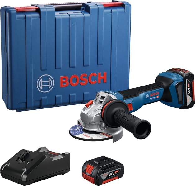 BOSCH GWS 18V-11 S Cordless Angle Grinder Kit | 1100W Power | 6-Speed Control | Anti-Vibration Handle | Kickback & Overload Protection | Brushless Motor | for Cutting & Grinding