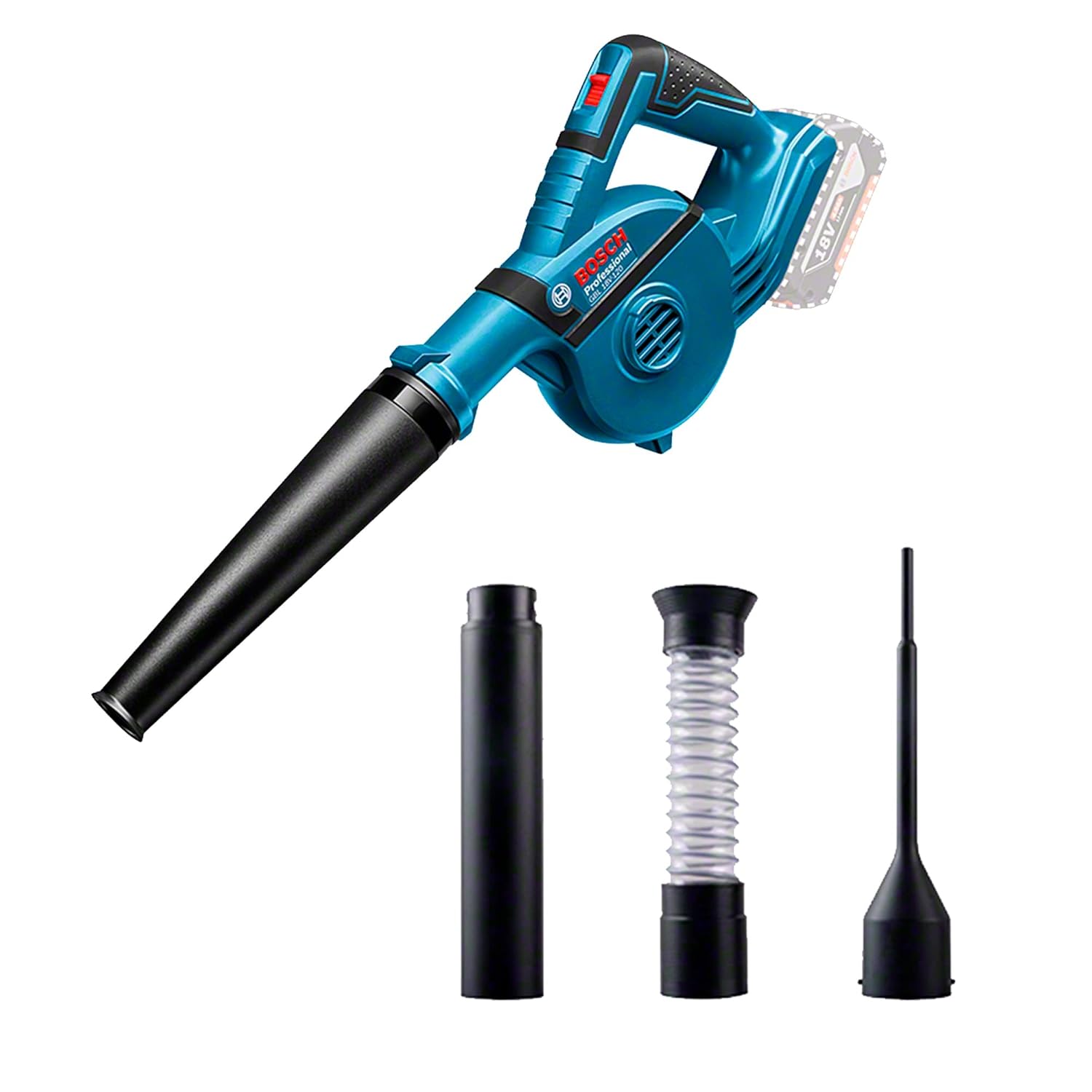 BOSCH GBL 18V-120 Professional Cordless Blower | Airflow of 120 m3/h | Air Speed of 270 km/h | Compatible with Multiple Nozzle Attachments| 1.1 kg Professional Blower| 1 Yr Warranty