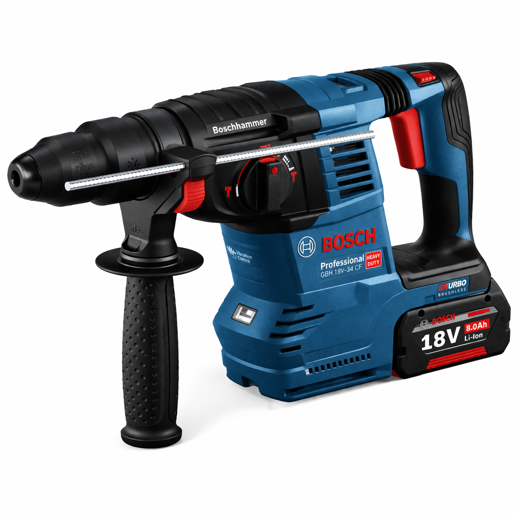 Bosch GBH 18V-34 CF Professional Cordless Rotary Hammer Drill SDS Plus | 18V Brushless Concrete Drill Machine