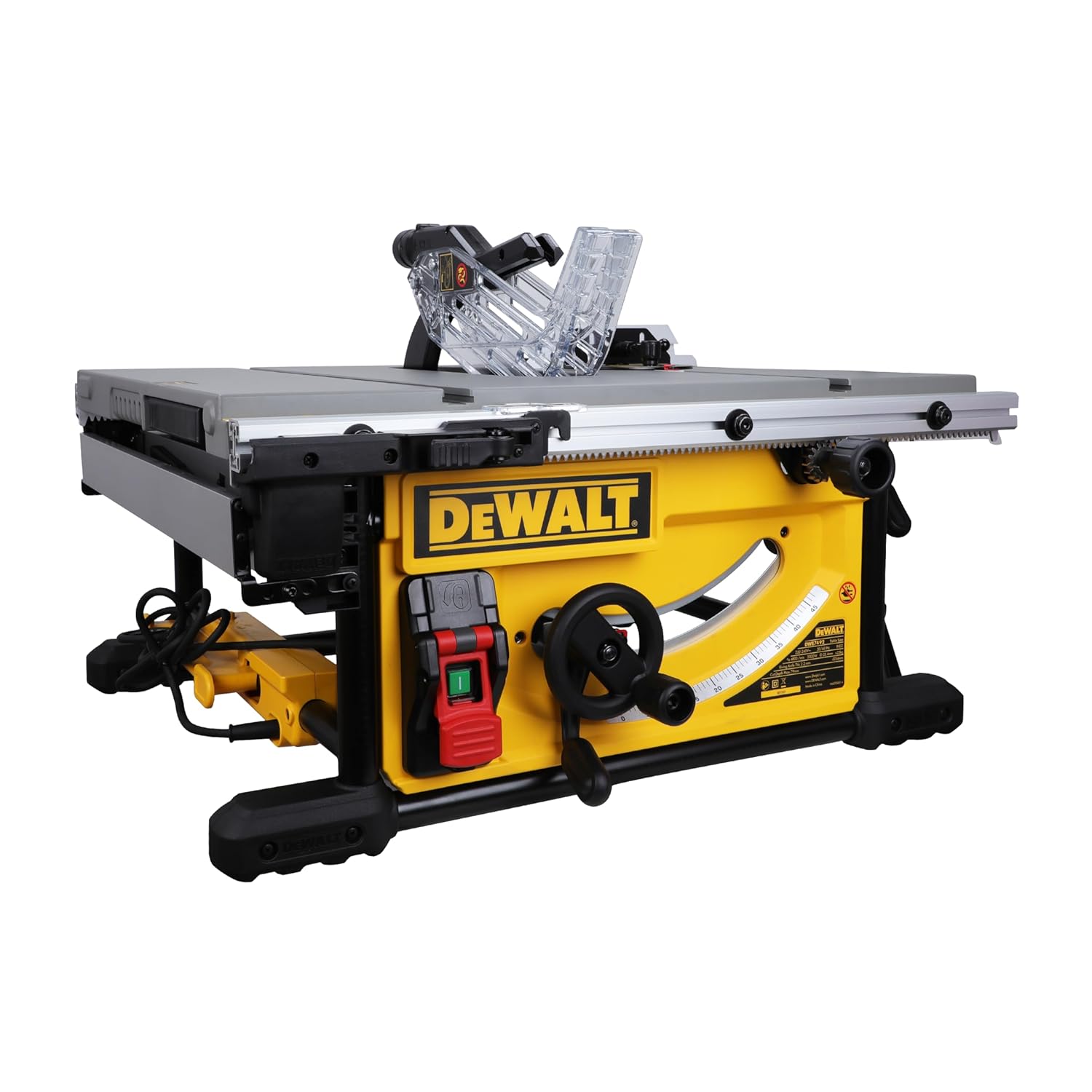 DEWALT DWE7492-IN 2000W Portable CORDED Table Saw (TABLE SIZE 68x65 cm), Cast Table Top Design, 82.5 cm of Rip Capacity, 2 Years Warranty, 250mm(10") Blade Diameter,4800 RPM