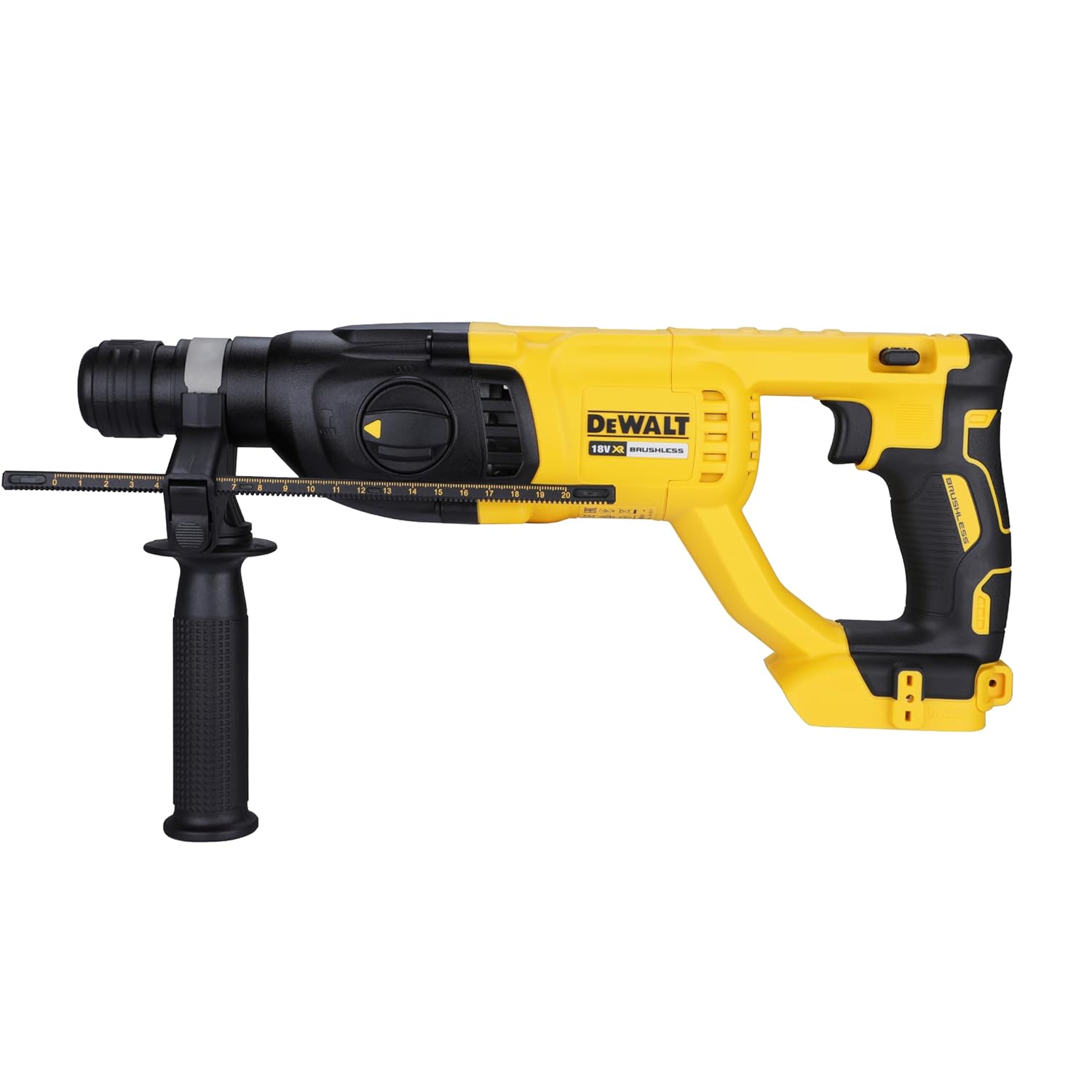 DEWALT DCH133N-XJ 18V XR® Li-ion 26mm SDS-Plus 3-Mode 2.3kg Battery Powered Cordless Hammer Drill with Brushless Motor (BARE TOOL), 1500 RPM, 550 BPM, Includes Multi-Position Side Handle