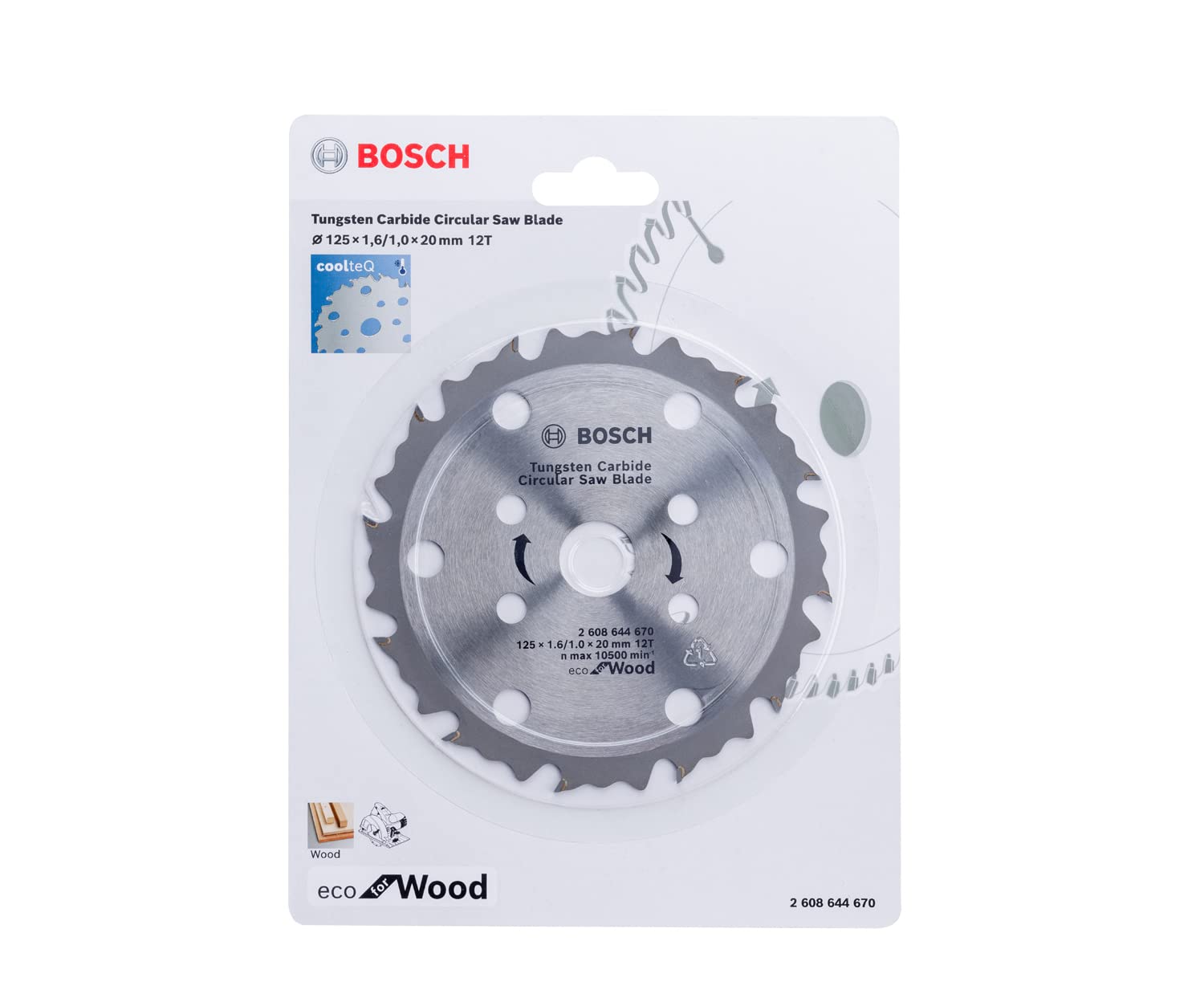 Bosch coolteQ Circular Saw Blade 5''-12T - Eco for Wood - 125 x 1.6/1.0 x 20mm - Tungsten Carbide