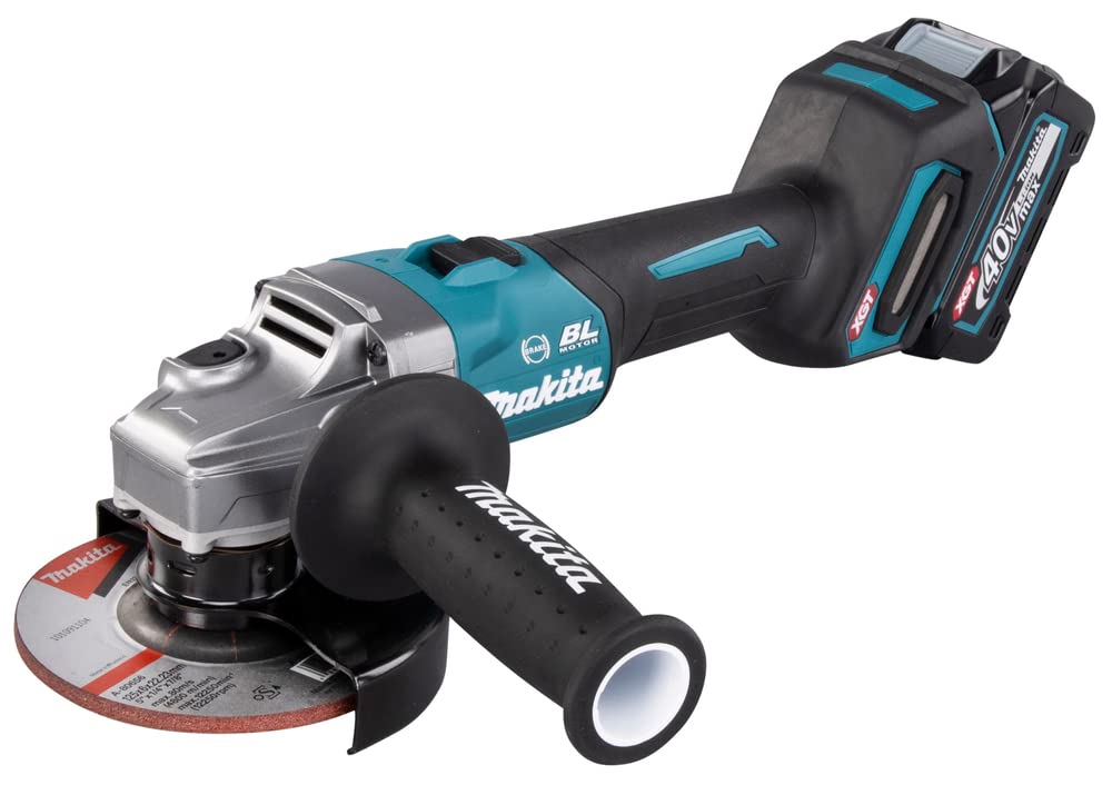 MAKITA GA005GM201 40V Cordless Angle Grinder 125mm(5"), Brushless, Anti-restart Function, Electric Brake With 40V Charger and 2x BL4040 4Ah Battery