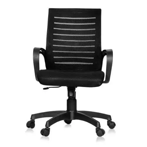 Vatsa Black Mid Back Mesh Revolving Ergonomic Chair with Armrest