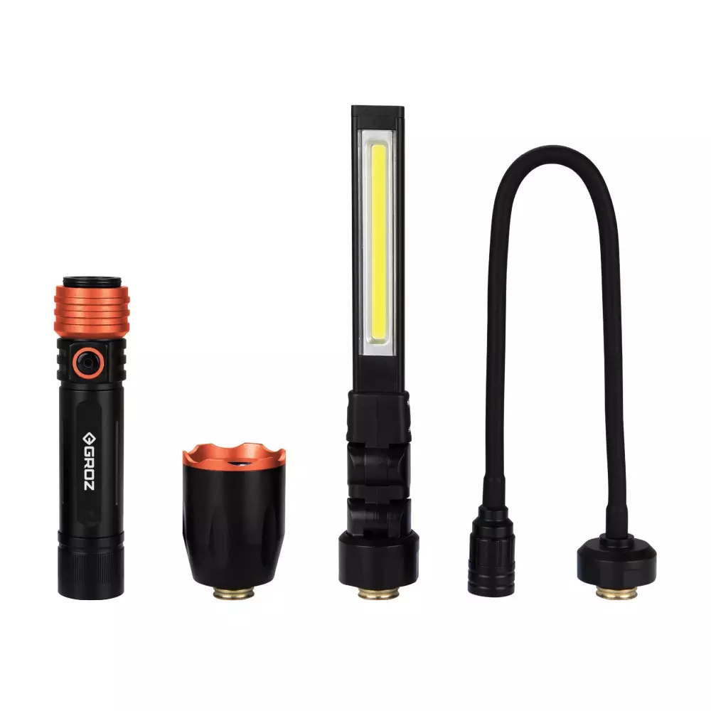 Groz LED/187 Quick Connect 3-in-1 Quick Connect Worklight Kit 700 Lumen 3.7 V, 4000 mAh Black & Orange