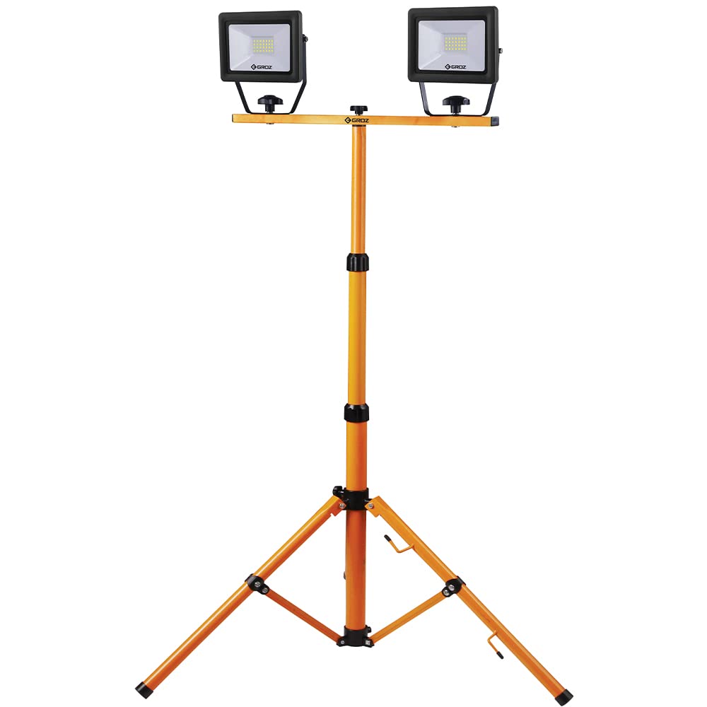 Groz LED/612/EU Ultra Bright 60W SMD Site Lamp with cooling fins | CE & RoHs Certified | Brightness of 4200 Lumens | IP65 Rated | Telescopic Stand