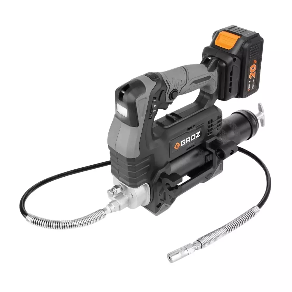 Groz BGG/20-4/L1/EU Grease Gun with Battery 20 V Up to 10,000 PSI Pressure Up to 300 g/min Delivery