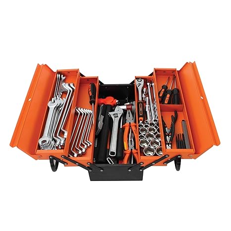 GROZ MTB/5/84/AU Tray Cantilever Tool Box with 84 pcs Tool in Metric Sizes| Ideal for use in automotive workshops & service stations| Powder Coated| Heavy Gauge Steel Construction