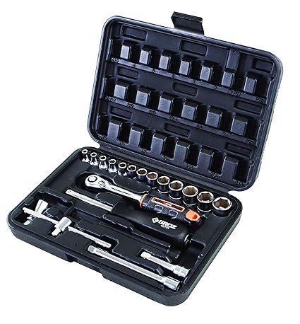 Groz KIT/SKT/H/1-4/19/UG Hand Socket 1/4 Inch Drive Hex 19 Pieces Socket Set