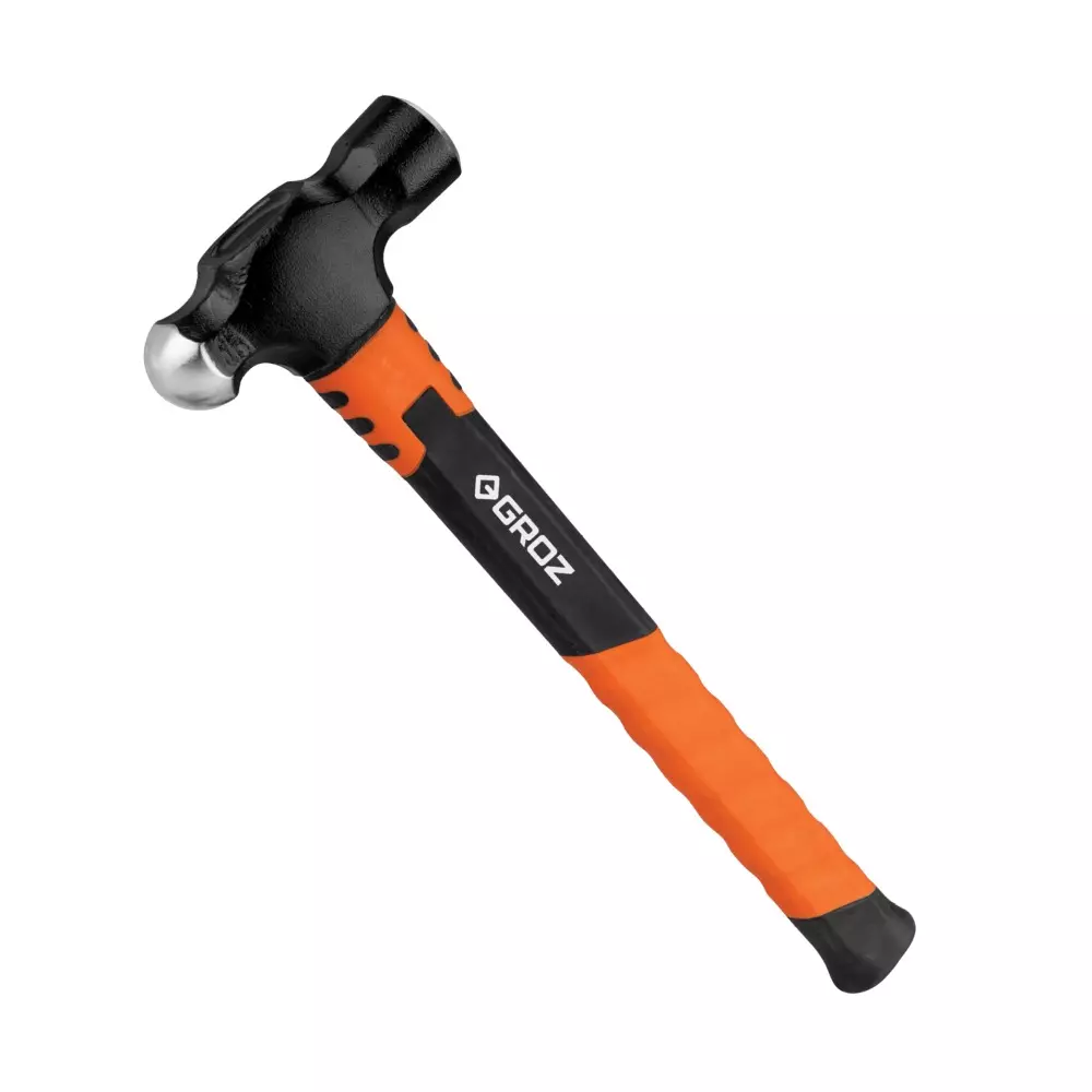 Groz BPFG/4/11 Ball Pein Hammer Fiberglass Handle 50–58 HRC Hardness 113 g Head Weight Black & Orange