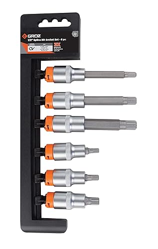 Groz KIT/BIT-SKT/SPL/1-2/6/UG Hand Socket 1/2 Inch Drive Bit 6 Pieces Socket Set