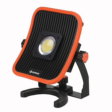 Groz LED/670 Dual Power 30W COB Rechargeable Work Floodlight with Magnetic Base | CE, RoHs & IK07 Certified | Adjustable Brightness to 2800 Lumens