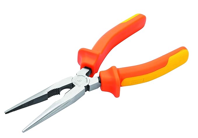 Groz LNP/CV/6 6 inch Long Nose Plier | VDE Compliant | Chrome Vanadium | Shock-proof | Anti-Slip Grip | Versatile | Best for Cutting & Gripping Wires