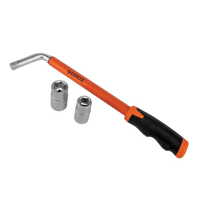 Groz WW/TP Heavy Duty Hex Extendable Wheel Wrench Spanner 17MM, 19MM,23MM, | Wheel Wrench for Car | Wheel pana set | Comes with Interchangeable 17mm, 19mm, 23mm Lug Sockets