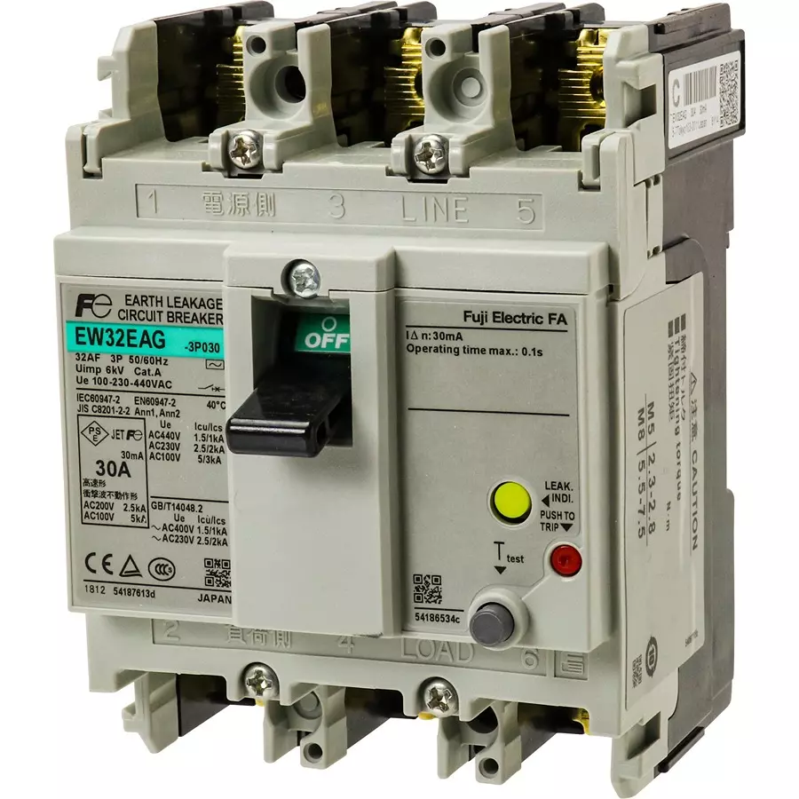 Electric Standard Economic Type Earth Leakage Breaker for General Wiring, EW32EAG-3P030B