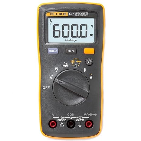 Fluke 107 Palm-sized CAT III Digital Multimeter Voltmeter 6000 Counts AC/DC Voltage Current Frequency Measurements