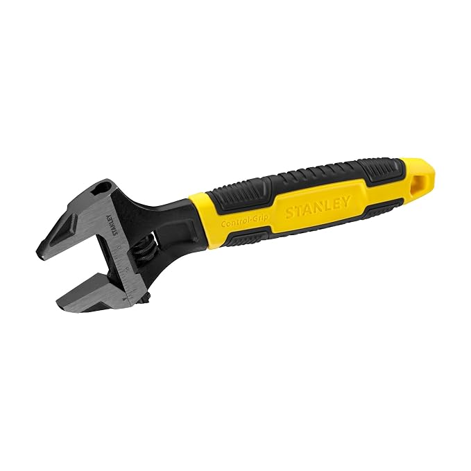 STANLEY 90-948 MAXSTEEL 8" (200mm) Adjustable Wrench, Bi-Material Handle with CONTROL-GRIP, Ideal for Plumbing, Automotive