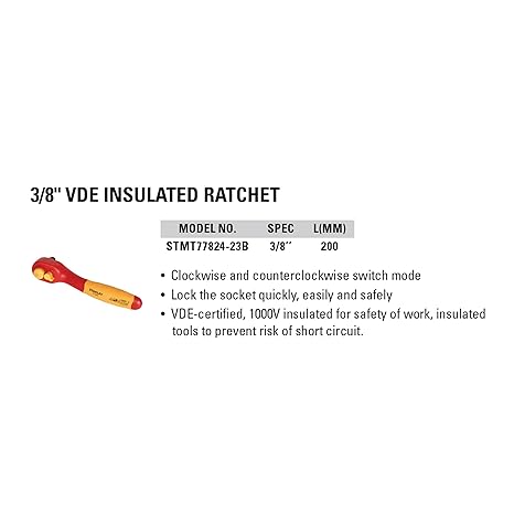 Stanley STMT77824-23B 3/8 Inch Drive VDE Insulated Ratchet 200 mm - photo 2