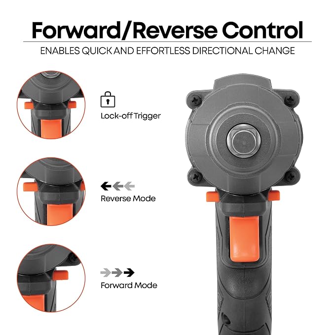 GROZ BIW/1-2/400/20-4/L1/EU Cordless Impact Wrench | 1/2" Drive | 400 Nm Max Torque | 20V 4000 mAh Li-Ion Battery | Brushless Motor | 3 Speed Settings - photo 2