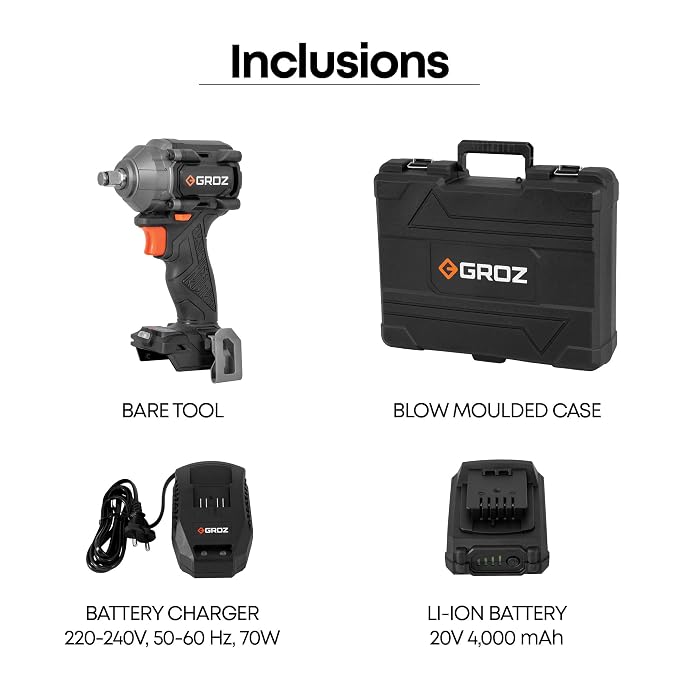 GROZ BIW/1-2/400/20-4/L1/EU Cordless Impact Wrench | 1/2" Drive | 400 Nm Max Torque | 20V 4000 mAh Li-Ion Battery | Brushless Motor | 3 Speed Settings - photo 3
