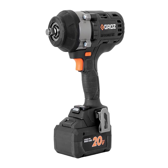 GROZ BIW/1-2/1000/20-8/L1/EU Cordless Impact Wrench | 1/2" Drive | 1000 Nm Max Torque | 20V 8000 mAh Li-Ion Battery