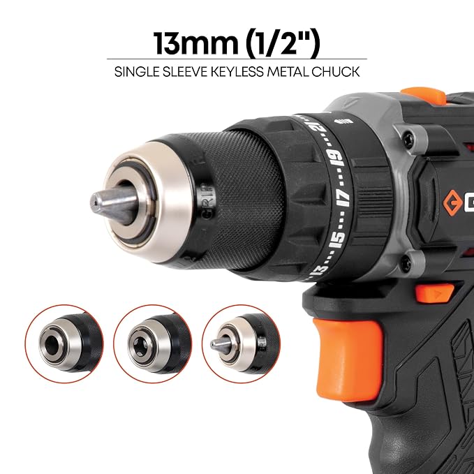 GROZ BID/13/20-2/L2/EU Cordless Impact Drill Driver | 1/2" Keyless Chuck | 60 Nm Max Torque | 20V 2 x 2000 mAh Li-Ion Batteries - photo 2