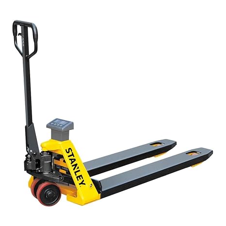 STANLEY SXWTI-CPT-SCALE1 Scale Pallet Truck, 2000kg Standard Load Capacity, 7 cm PU Tandem Roilers, 17.5 cm Load Height