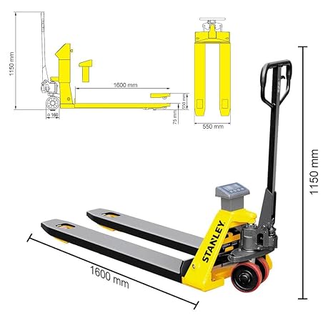STANLEY SXWTI-CPT-SCALE1 Scale Pallet Truck, 2000kg Standard Load Capacity, 7 cm PU Tandem Roilers, 17.5 cm Load Height - photo 2