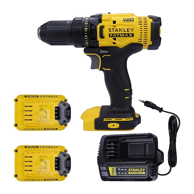 STANLEY FATMAX SCD700D2K 20V 13 mm Reversible Cordless Brushed Drill Machine Driver With 2x2.0Ah Li-ion Batteries