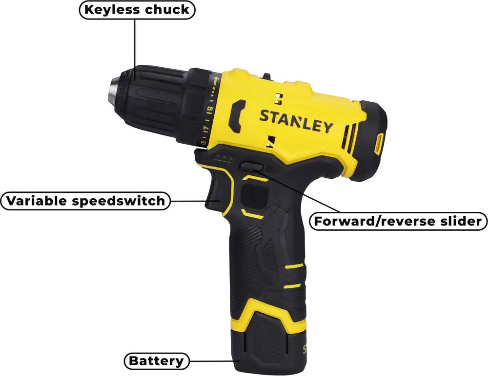 Stanley SCD10D2K-IN 12V Max 10mm Cordless Drill Driver Kit - photo 3