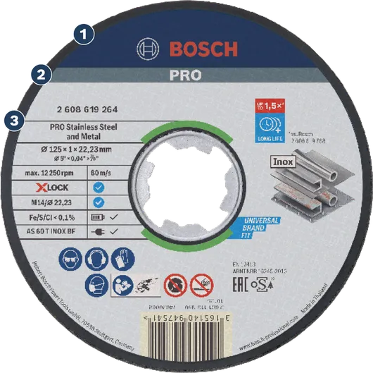Bosch X-LOCK Standard for Metal 125x1x22.23 mm Straight Cutting Disc - 2608619262