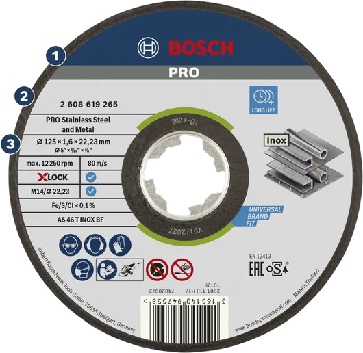 Bosch X-LOCK Expert for Inox 125x1.6x22.23 mm Straight Cutting Disc - 2608619265