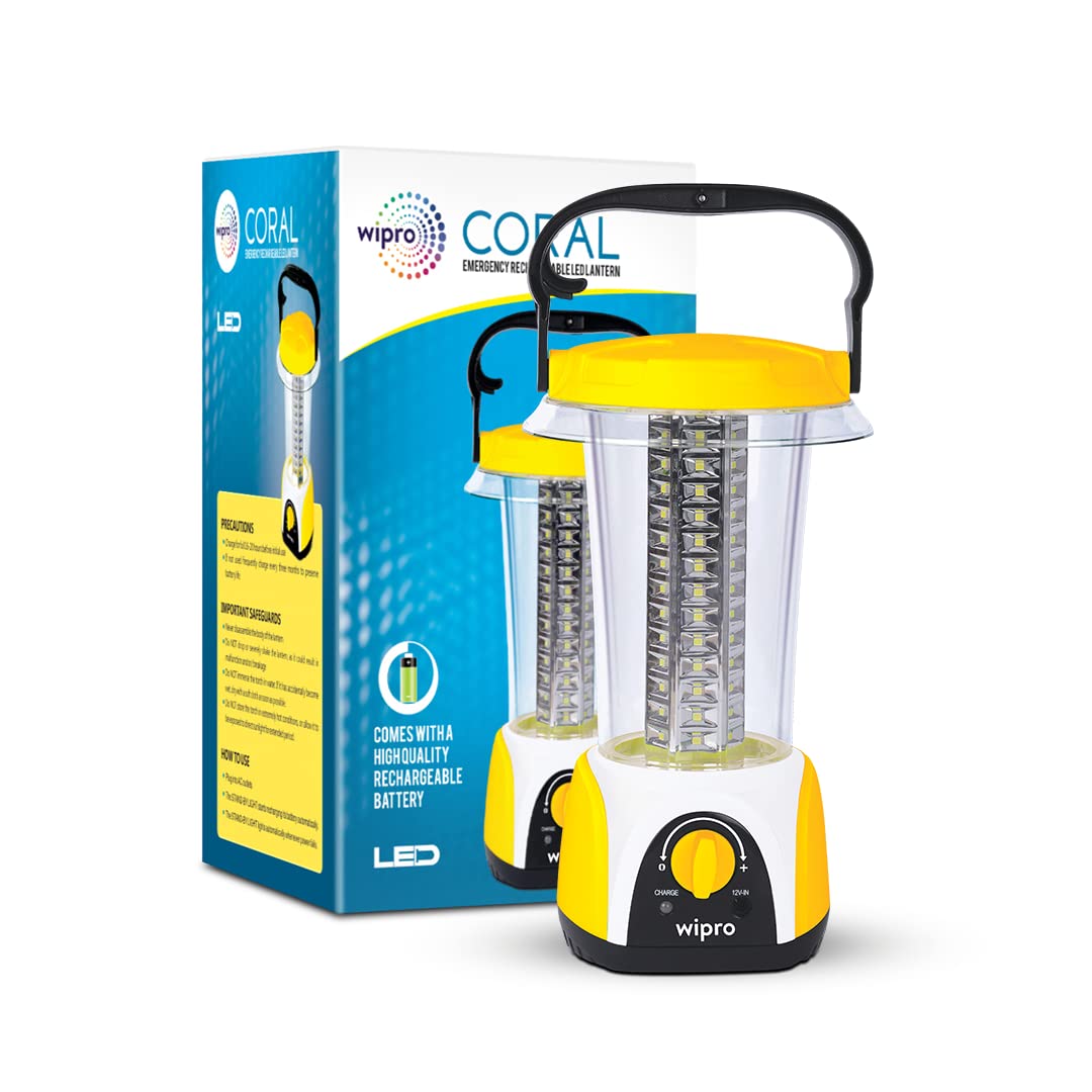 Wipro Coral Multi-Functional Rechargeable LED Emergency Light with 84 LEDs, 360° Lighting and 3000mAh Lithium Battery