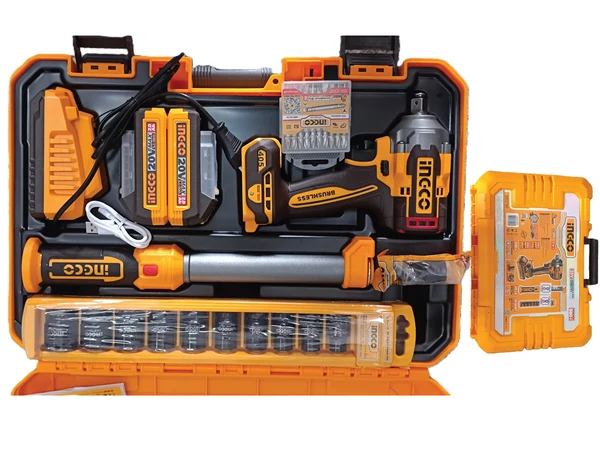 INGCO COSLI23056 - 2-in-1 Cordless Impact Wrench Combo, 20V