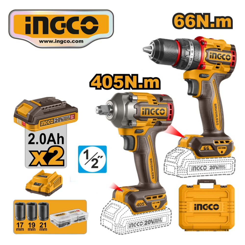 INGCO CKLI20286 - 2-piece Cordless Combo Kit