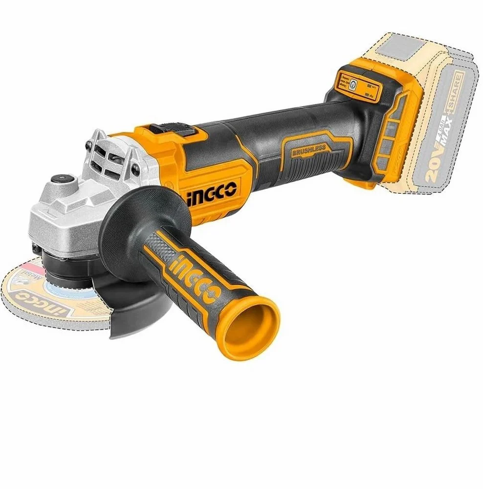 INGCO CAGLI261021 - Brushless Cordless Angle Grinder, 20V, 100mm