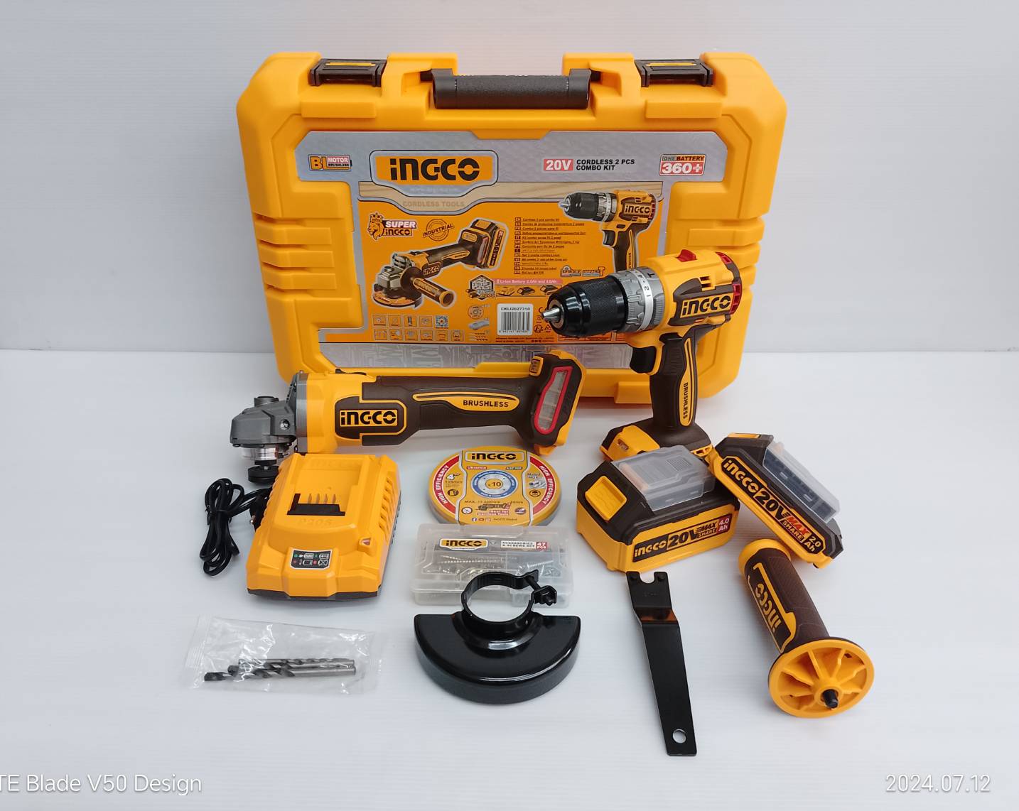 INGCO CKLI2025610 - 2-piece Cordless Combo Kit: grinder + impact drill