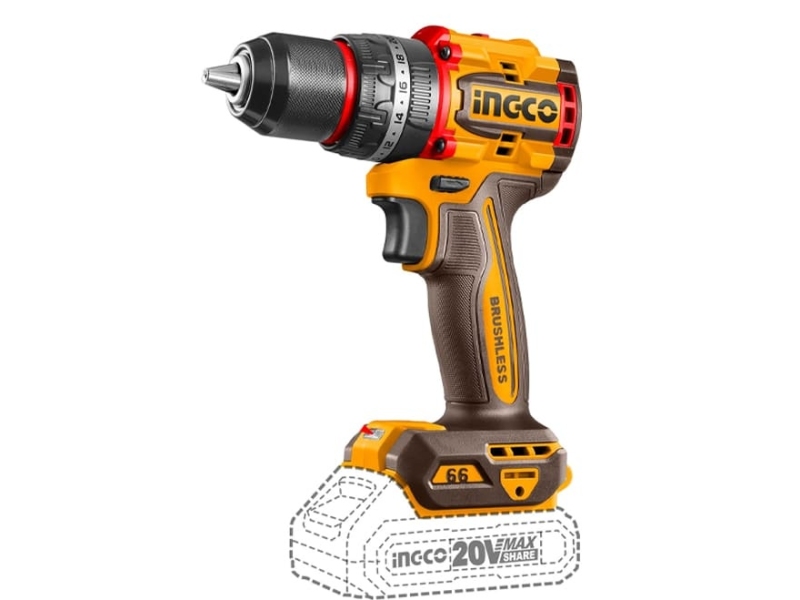 INGCO CIDLI206681 - Brushless Cordless Impact Drill, 20V, 66 Nm